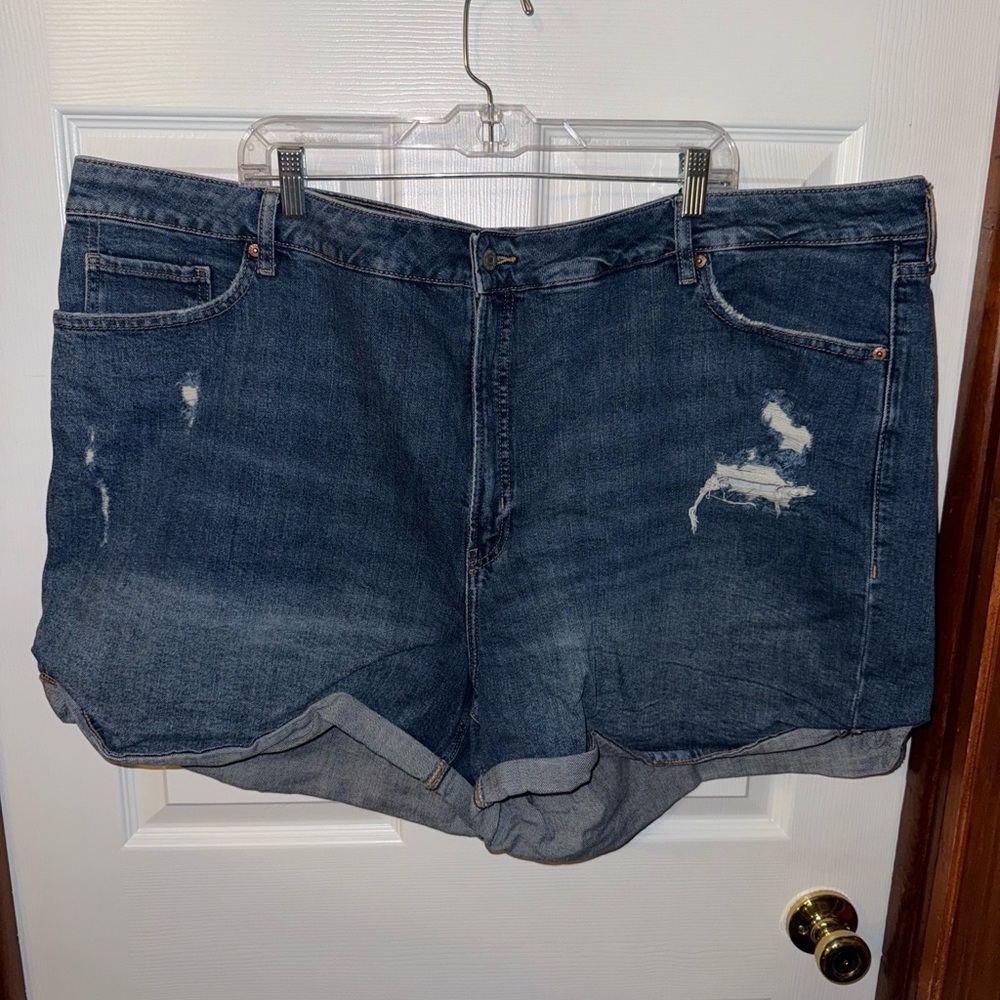 Old Navy Dark Blue Distressed Jean Shorts